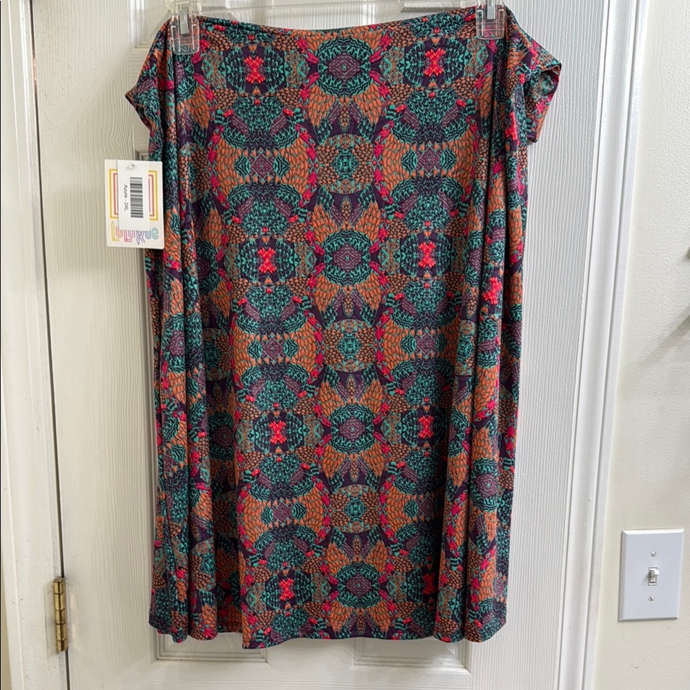 LuLaRoe Blue and Pink Midi Pencil Skirt Casual
